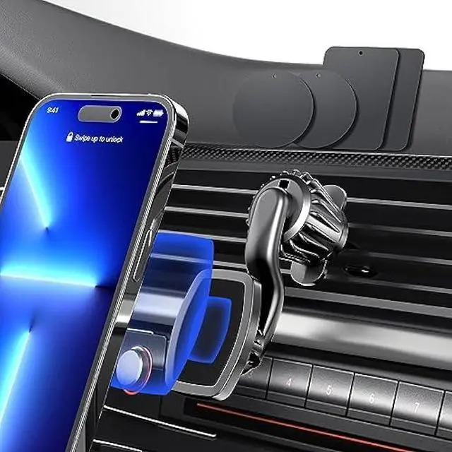 Main image of Magnetic Car Phone Holder Mount, Upgraded Clip Car Cell Phone Holder, 360° Strong Magnet Phone Holder for Car, Phone Mount for Car Vent Compatible with iPhone, Samsung, Smartphones, Tablets