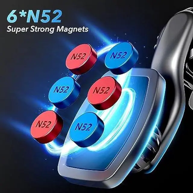 Alt view image 2 of 7 - Magnetic Car Phone Holder Mount, Upgraded Clip Car Cell Phone Holder, 360° Strong Magnet Phone Holder for Car, Phone Mount for Car Vent Compatible with iPhone, Samsung, Smartphones, Tablets