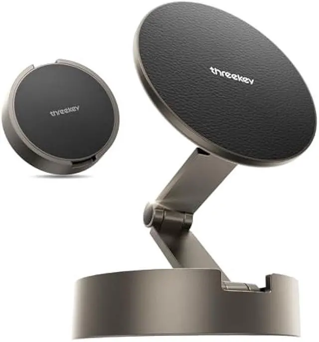 Main image of THREEKEY for MagSafe Car Phone Mount, Magnetic Phone Holder for Car with Metal Arm & 360°Rotation, Strong Magnets Car Phone Holder Mount for iPhone 16/15/14/13/12 Series & Galaxy S25 Ultra (Bronze)