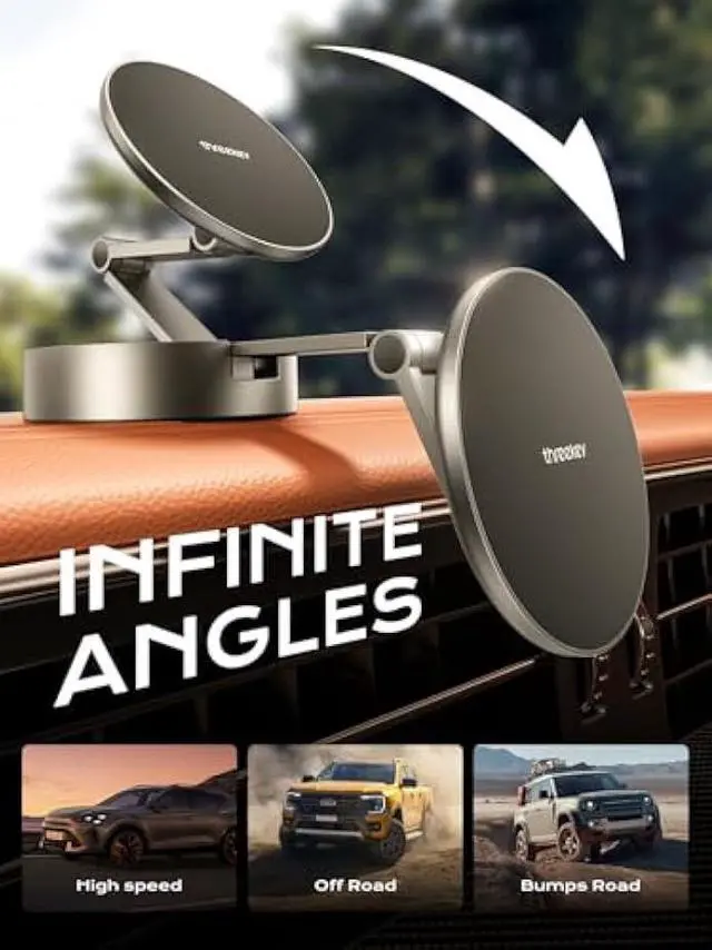 Alt view image 4 of 6 - THREEKEY for MagSafe Car Phone Mount, Magnetic Phone Holder for Car with Metal Arm & 360°Rotation, Strong Magnets Car Phone Holder Mount for iPhone 16/15/14/13/12 Series & Galaxy S25 Ultra (Bronze)