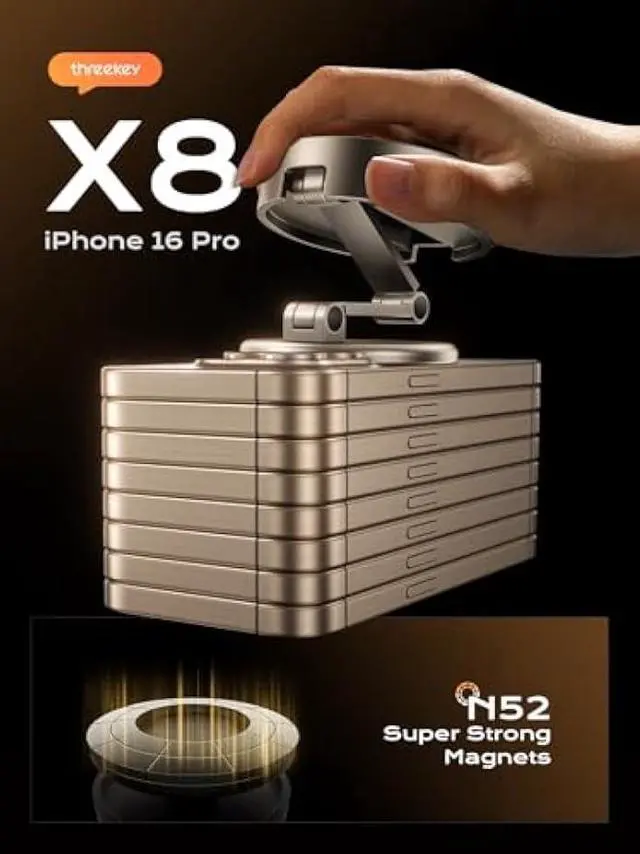 Alt view image 5 of 6 - THREEKEY for MagSafe Car Phone Mount, Magnetic Phone Holder for Car with Metal Arm & 360°Rotation, Strong Magnets Car Phone Holder Mount for iPhone 16/15/14/13/12 Series & Galaxy S25 Ultra (Bronze)