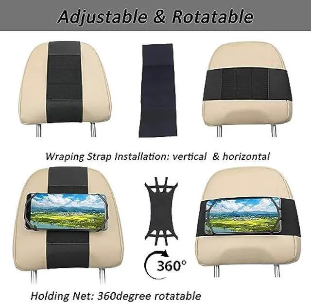 Alt view image 4 of 5 - Phone Mount for Car Headrest Fits All 3.5-7 Inch Cell Phone and Devices Silicone Car Phone Holder Mount for Kids in Back Seats - Black