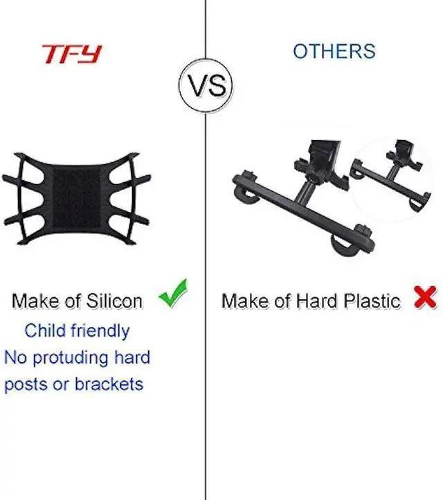 Alt view image 4 of 5 - TFY Car Mount Universal Car Headrest Mount Holder with Silicon Holding Net Compatible with Both 4.5-6 Inch Phones and 7-10.5 Inch Tablets