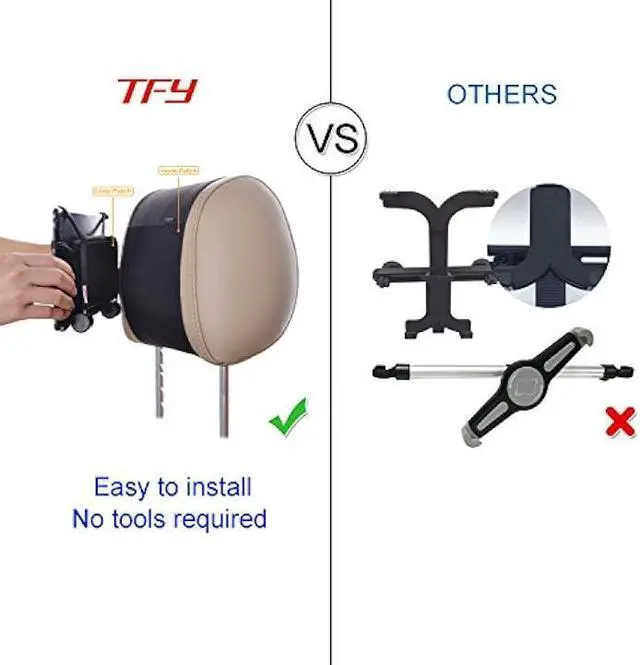 Alt view image 5 of 5 - TFY Car Mount Universal Car Headrest Mount Holder with Silicon Holding Net Compatible with Both 4.5-6 Inch Phones and 7-10.5 Inch Tablets