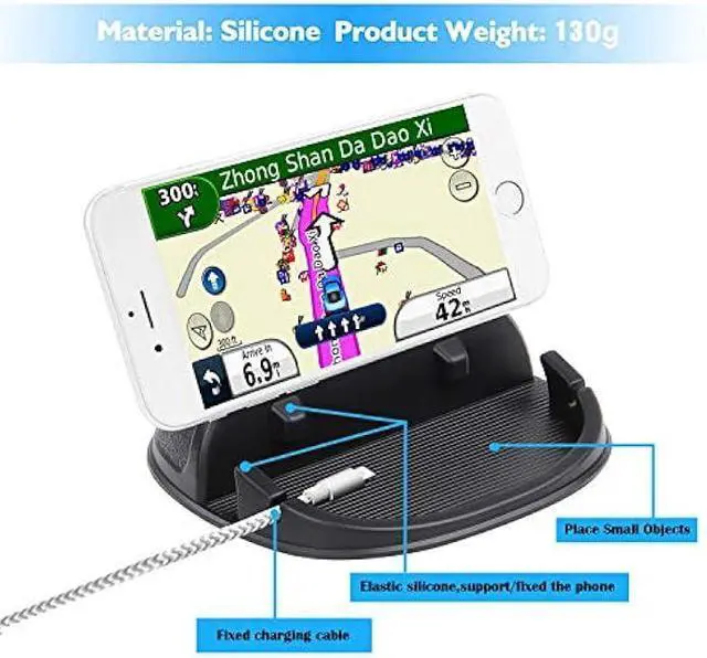 Alt view image 2 of 5 - Car Cell Phone Holder Dashboard Phone Mount - Anti-Slip Silicone Pad Phone Stand Compatible with iPhone, Samsung, Android Smartphones