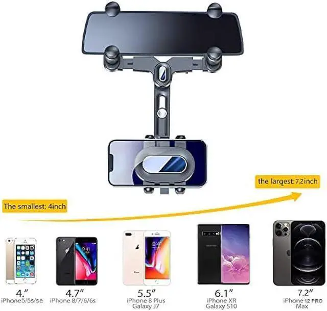 Alt view image 6 of 6 - Turcee Car Rearview Mirror Navigation Phone Holder, 360 Rotatable and Retractable, for iPhone, Samsung Galaxy & All Smartphones