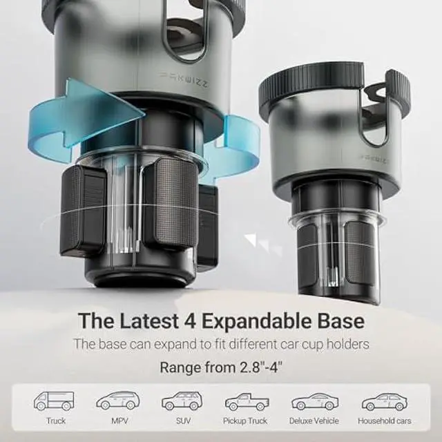 Alt view image 5 of 5 - 2-in-1 Car Cup Holder Expander for Phone MagSafe, Upgraded Cup Holder Phone Mount for Car with Adjustable Base, Compatible with Yeti 20/26/30 oz, Hydroflask 32/40 oz (Transparent Black)