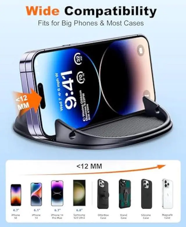 Alt view image 5 of 6 - Beeasy Car Phone Holder, Dashboard Phone Holder for Car Anti-Slip Silicone Car Pad Phone Mount, Hands Free Phone Stand Compatible with iPhone, Samsung, Android Smartphones, GPS Navigation Devices