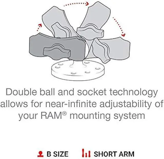 Alt view image 5 of 5 - RAM Mounts RAP-B-201U-A Composite Double Socket Arm - Short Arm Compatible with B Size 1 Ball Components