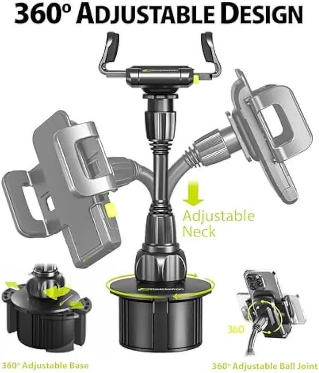 Alt view image 5 of 5 - Bracketron TripGrip Universal Phone Holder for Car Cup Holder Mount - 360 Degree Rotation, Swivel Gooseneck, Expandable Base Cell Phone Cup Holder Insert - Smartphone Cradle Stand