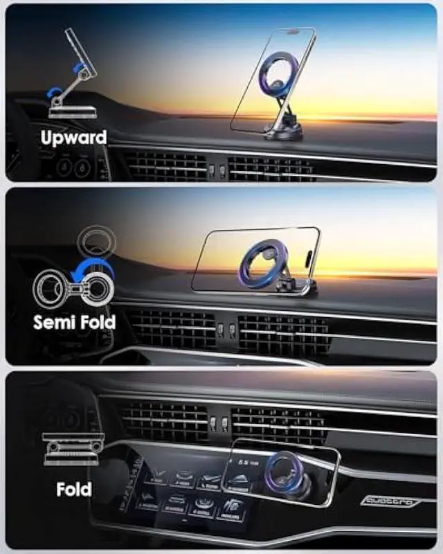 Alt view image 6 of 7 - WixGear for MagSafe Car Mount, Foldable Car Phone Mount, Magnetic Phone Holder for Car Dashboard, Strong Magnets, MagSafe Suction Mount, MagSafe Dash Mount, 360° Rotation, Compatible with iPhones