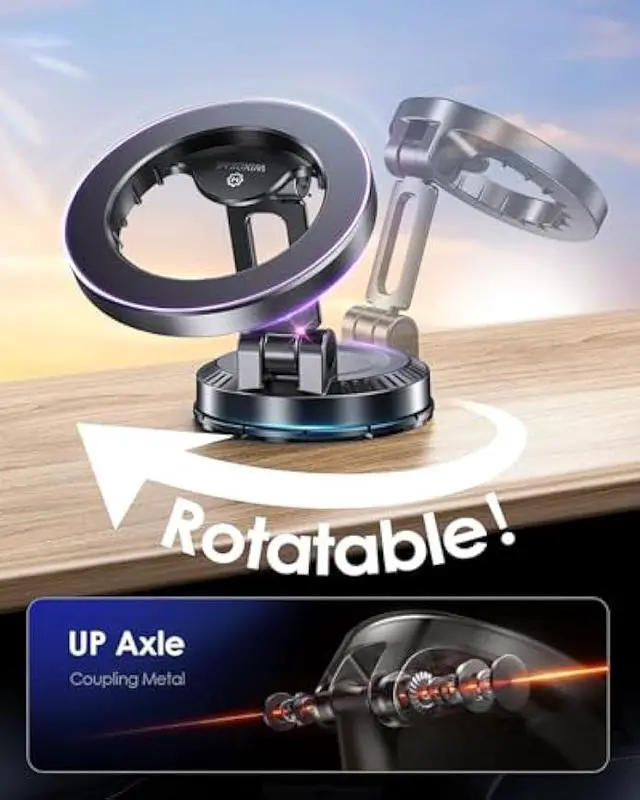 Alt view image 7 of 7 - WixGear for MagSafe Car Mount, Foldable Car Phone Mount, Magnetic Phone Holder for Car Dashboard, Strong Magnets, MagSafe Suction Mount, MagSafe Dash Mount, 360° Rotation, Compatible with iPhones