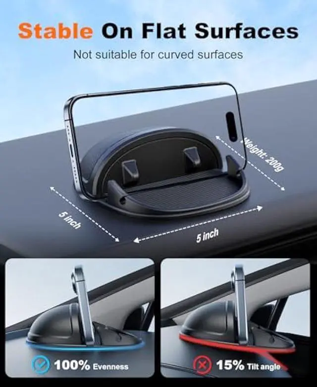 Alt view image 3 of 6 - Beeasy Car Phone Holder, Dashboard Phone Holder for Car Anti-Slip Silicone Car Pad Phone Mount, Hands Free Phone Stand Compatible with iPhone, Samsung, Android Smartphones, GPS Navigation Devices