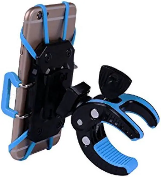 Alt view image 3 of 6 - Bike Mount, Bike Phone Mount Motorcycle Baby Carriage Bicycle Cell Phone Holder Cradle with Rubber Strap 360 Degree Rotate for iPhone X,8,7 6s Plus 5s 5SE,Galaxy (Blue)