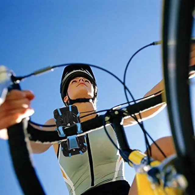 Alt view image 5 of 6 - Bike Mount, Bike Phone Mount Motorcycle Baby Carriage Bicycle Cell Phone Holder Cradle with Rubber Strap 360 Degree Rotate for iPhone X,8,7 6s Plus 5s 5SE,Galaxy (Blue)