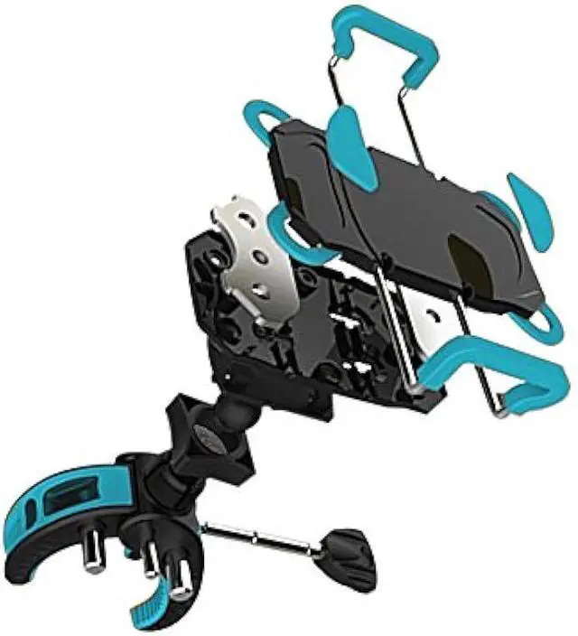 Alt view image 4 of 6 - Bike Mount, Bike Phone Mount Motorcycle Baby Carriage Bicycle Cell Phone Holder Cradle with Rubber Strap 360 Degree Rotate for iPhone X,8,7 6s Plus 5s 5SE,Galaxy (Blue)