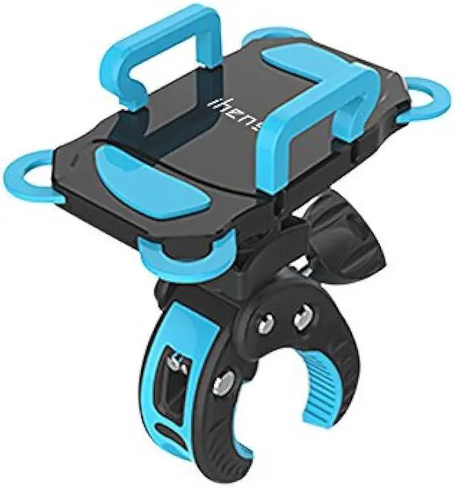 Main image of Bike Mount, Bike Phone Mount Motorcycle Baby Carriage Bicycle Cell Phone Holder Cradle with Rubber Strap 360 Degree Rotate for iPhone X,8,7 6s Plus 5s 5SE,Galaxy (Blue)