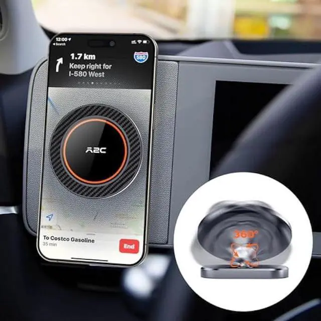 Alt view image 2 of 5 - A2C Magnetic Phone Mount for 2024 2025 Hyundai Kona, Sonata & Ioniq 5 (2025-2022), Strong Magnet Phone Holder Magnetically Attaches to Metallic Dashboard, Compatible with MagSafe