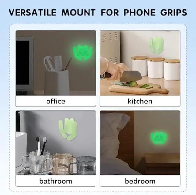 Alt view image 5 of 5 - Multi-Surface Holder Car Mount 4 Pack Compatible for Popsocket Grip Holder for Pop Socket Mount Device Accessory Wall Mount Cute Cat Strong Adhesive Sticky (Black, Pink, White, Glow in Dark)