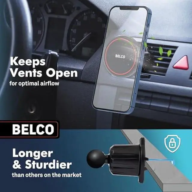 Alt view image 5 of 7 - BELCO Magnetic Phone Holder for Car  Suction Cup Phone Mount with Adjustable Rotating Arm and Lock Mechanism for Dashboard, Windshield, Air Vent  Compatible with iPhone and Android
