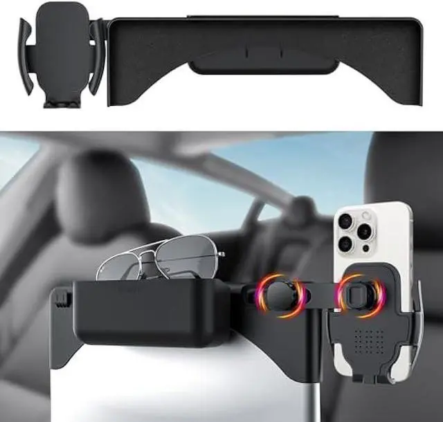 Main image of Tesla Phone Mount & Holder for Tesla Model Y (2019-2024) & Model 3 (2018-2023) - Premium Screen Dock Accessory with Dual-Side Clamp, ABS Base + Aircraft Aluminum Arm, Silent Anti-Slip Design