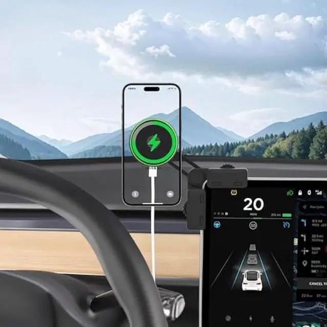 Main image of Topfit for Tesla Phone Mount Wireless Charging, Magnetic Phone Holder for Tesla Model Y(Juniper) and Model 3 (Highland) Accessories