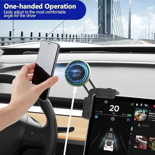 Alt view image 3 of 5 - Topfit for Tesla Phone Mount Wireless Charging, Magnetic Phone Holder for Tesla Model Y(Juniper) and Model 3 (Highland) Accessories