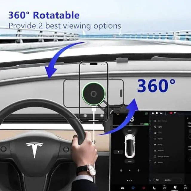 Alt view image 4 of 5 - Topfit for Tesla Phone Mount Wireless Charging, Magnetic Phone Holder for Tesla Model Y(Juniper) and Model 3 (Highland) Accessories