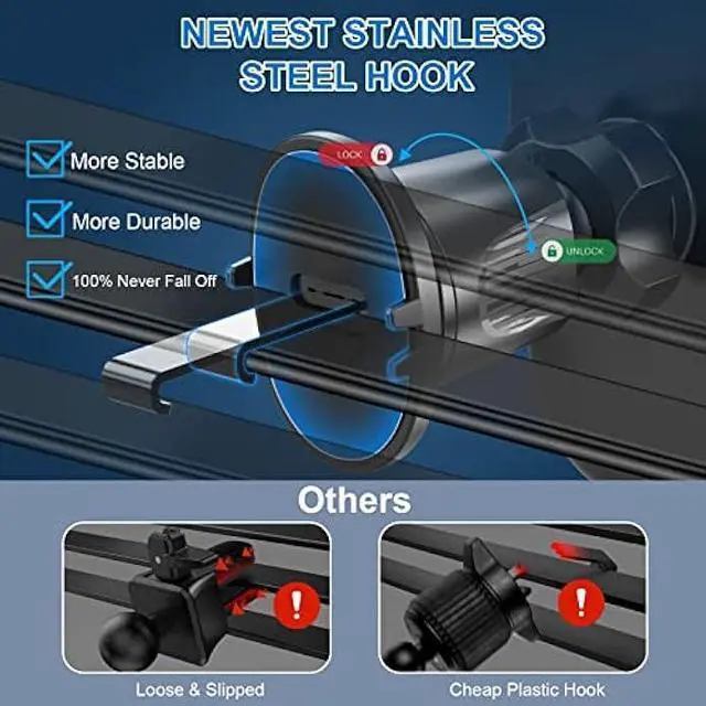 Alt view image 3 of 5 - Metal Hook Car Vent Phone Holder Mount, Ultra Stable Air Vent Clip for Cell Phones, [Thick Cases Friendly] Automobile Cradle Fit for iPhone 17 16 15 14 13 Pro Max/Samsung/Google