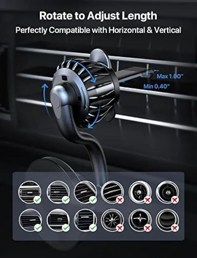 Alt view image 4 of 5 - Compatible for MagSafe Car Mount [Strongest Magnet] Magnetic Phone Holder for Car [360° Adjustable] Air Vent Magnetic Phone Mount Fit for MagSafe iPhone 16 15 14 13 12 Pro Max Plus Mini