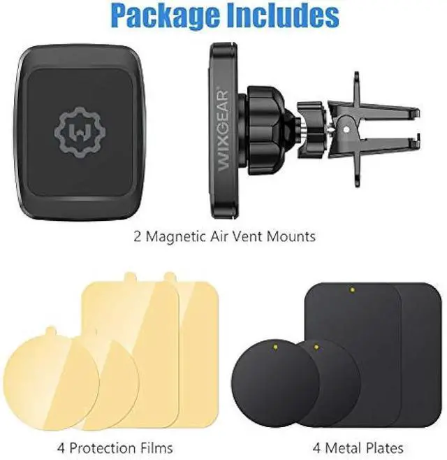Alt view image 3 of 5 - WixGear Magnetic Phone Car Mount, [2 Pack] Air Vent Car Phone Mount Holder, Phone Holder for Car with Twist-Lock Base, Compatible with All Smartphones
