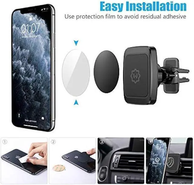 Alt view image 5 of 5 - WixGear Magnetic Phone Car Mount, [2 Pack] Air Vent Car Phone Mount Holder, Phone Holder for Car with Twist-Lock Base, Compatible with All Smartphones