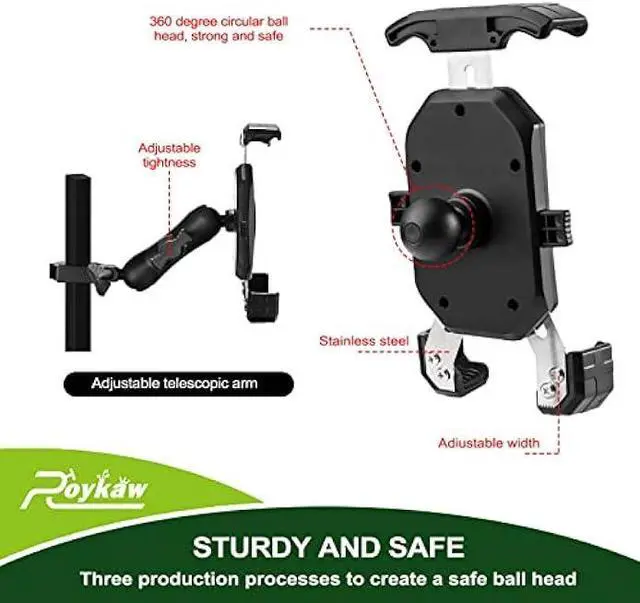 Alt view image 6 of 7 - Roykaw Golf Cart Phone Mount Holder for iPhone/Galaxy/Google Pixel/Motorola- Compatible with EZGO, Club Car, Yamaha, Upgrade Quick Release & One-Touch Lock