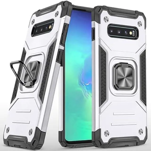 Main image of for Samsung Galaxy S10 Case Military Grade Shockproof with Kickstand Stand Built-in Magnetic Car Mount Armor Heavy Duty Protective Case for Samsung Galaxy S10 Phone Case (Sliver)
