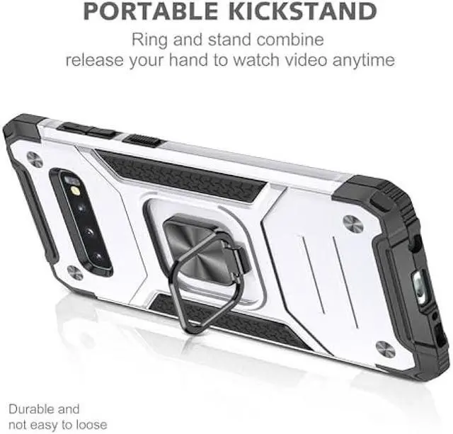 Alt view image 3 of 6 - for Samsung Galaxy S10 Case Military Grade Shockproof with Kickstand Stand Built-in Magnetic Car Mount Armor Heavy Duty Protective Case for Samsung Galaxy S10 Phone Case (Sliver)
