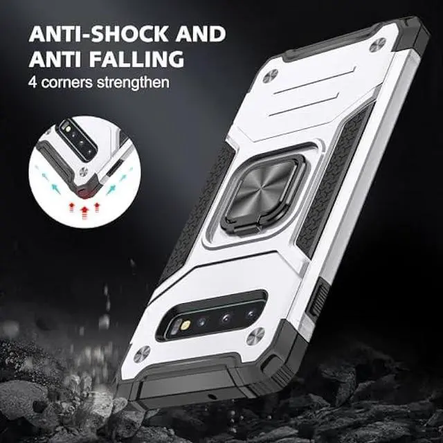 Alt view image 5 of 6 - for Samsung Galaxy S10 Case Military Grade Shockproof with Kickstand Stand Built-in Magnetic Car Mount Armor Heavy Duty Protective Case for Samsung Galaxy S10 Phone Case (Sliver)