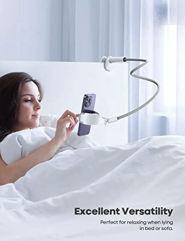 Alt view image 4 of 5 - Lamicall Phone Holder Bed Gooseneck Mount, Cell Phone Clamp Clip for Desk, Flexible Long Arm Headboard Bedside Lazy Bracket, Overhead Table Stand Grey
