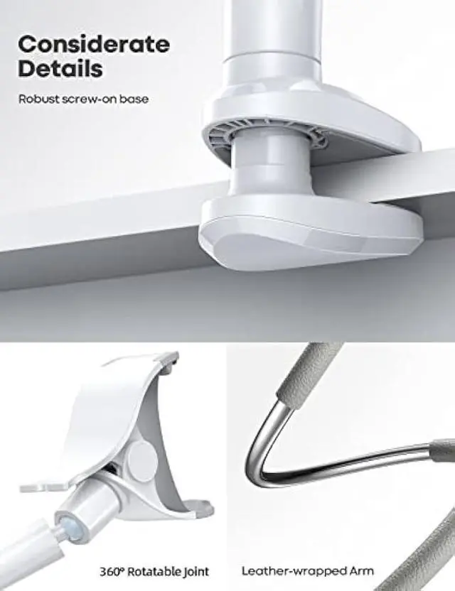 Alt view image 5 of 5 - Lamicall Phone Holder Bed Gooseneck Mount, Cell Phone Clamp Clip for Desk, Flexible Long Arm Headboard Bedside Lazy Bracket, Overhead Table Stand Grey