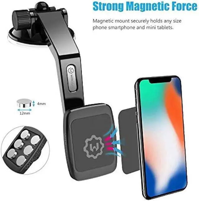 Alt view image 4 of 5 - WixGear Magantic Mount, Universal Dashboard Curved Magnetic Phone Car Mount Holder for Cell Phones and Mini Tablets with Fast Swift-snap Technology, Magnetic Cell Phone Mount