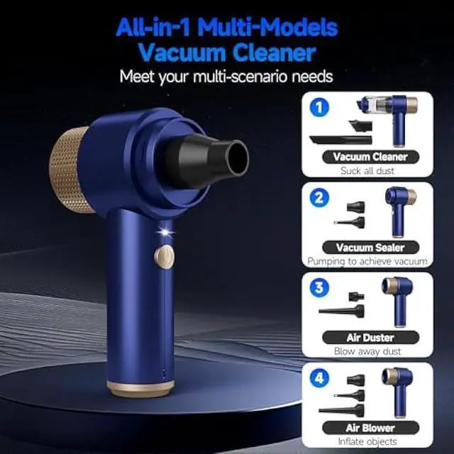 Alt view image 5 of 6 - Car Vacuum Cleaner, 16000PA Mini Car Vacuum Cordless Powerful, 7 in 1 Portable Handheld Vacuum Cordless with LED Light, Dual Filters, One-Touch Empty for Pet Hair, Home, Office