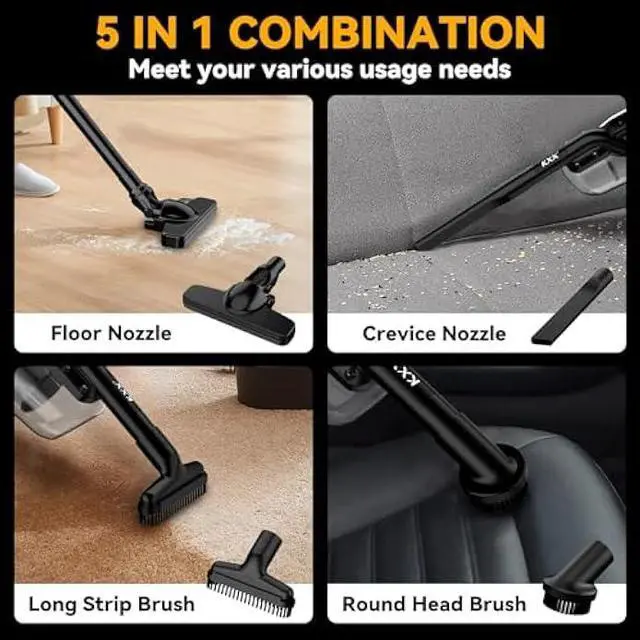 Alt view image 5 of 6 - Cordless Vacuum for Dewalt 20V Battery, 5 in 1 Handheld Electric Vacuum Cleaner with 500W Powerful Motor, 46 CFM Portable Hand Vacuum with Filtration HEPA for Floor, Carpet, Car (Battery Not Included)