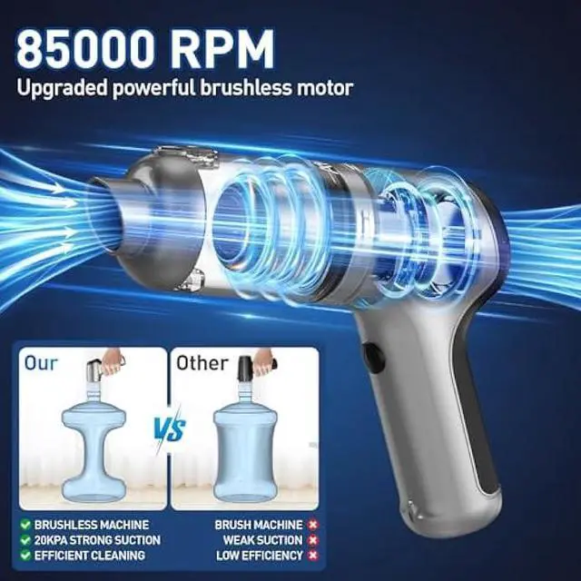 Alt view image 3 of 7 - AHNR Handheld Car Vacuum Cleaner Cordless with Brushless Motor, 20000PA High Power Vacuum Cleaner & Air Duster, 3 in 1 Keyboard Portable Mini Hand Held Vacuums Cleaner for Car Home