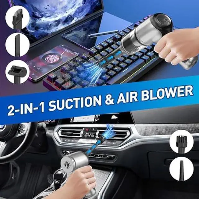 Alt view image 4 of 7 - AHNR Handheld Car Vacuum Cleaner Cordless with Brushless Motor, 20000PA High Power Vacuum Cleaner & Air Duster, 3 in 1 Keyboard Portable Mini Hand Held Vacuums Cleaner for Car Home