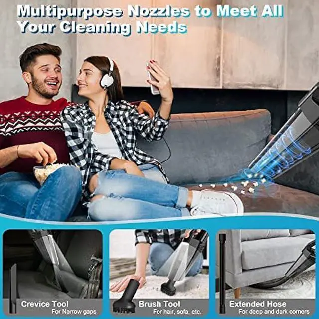 Alt view image 3 of 6 - Handheld Vacuum Cordless Car Vacuum Portable with LED Light, High Power Suction, Lightweight Rechargeable Hand Vacuum, Hand Held Vacuum Cleaner for Car Home Office, Pet Hair, Black