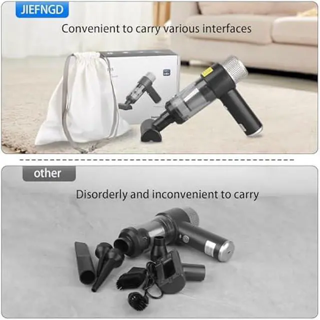 Alt view image 5 of 7 - Handheld Car Vacuum Cleaner,Vacuum Black Cleaner with LED Ligh,Air Duster, 16000PA PortableHand Held Vacuum Suitable for in car, Home,OutdoorsOffice, Pet Clean
