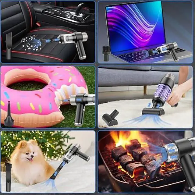 Alt view image 7 of 7 - Handheld Car Vacuum Cleaner,Vacuum Black Cleaner with LED Ligh,Air Duster, 16000PA PortableHand Held Vacuum Suitable for in car, Home,OutdoorsOffice, Pet Clean