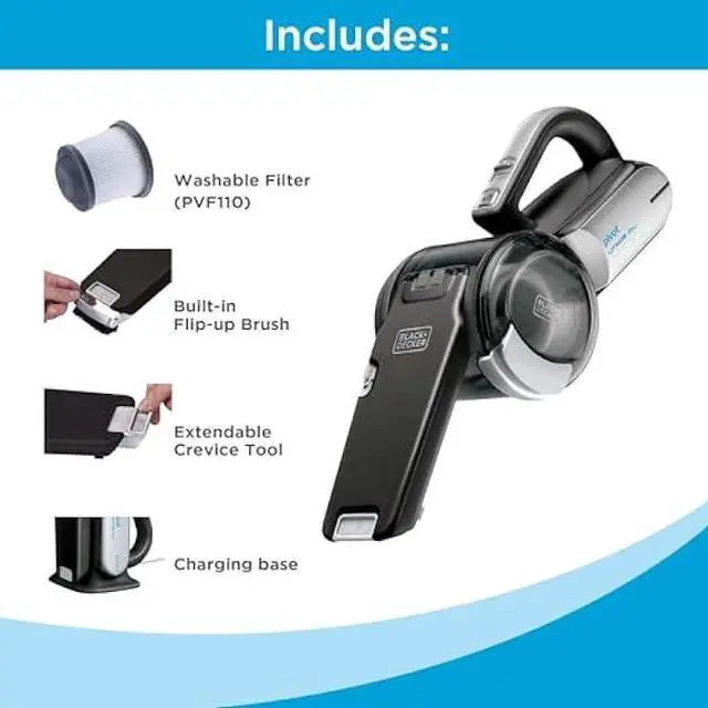 Alt view image 5 of 5 - BLACK+DECKER dustbuster PIVOT VAC Handheld Vacuum Cordless, Hand Vacuum for Dorm, Car and Home, Portable with Crevice Tool and Pivot Nozzle (BDH2000PL)