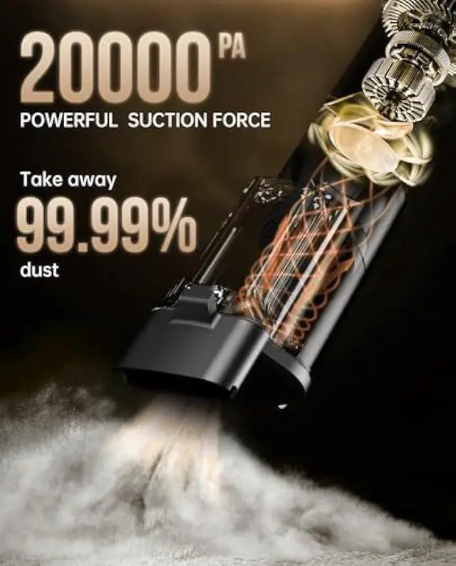 Alt view image 3 of 5 - AutoBot Car Vacuum Portable Cordless - 20000PA Handheld Vacuum for Pet Hair, 50 Min Runtime with 5 Attachments & Flexible Hose, 3Hr Fast Charge for Cars, Trucks, Home Cleaning (Type-C)