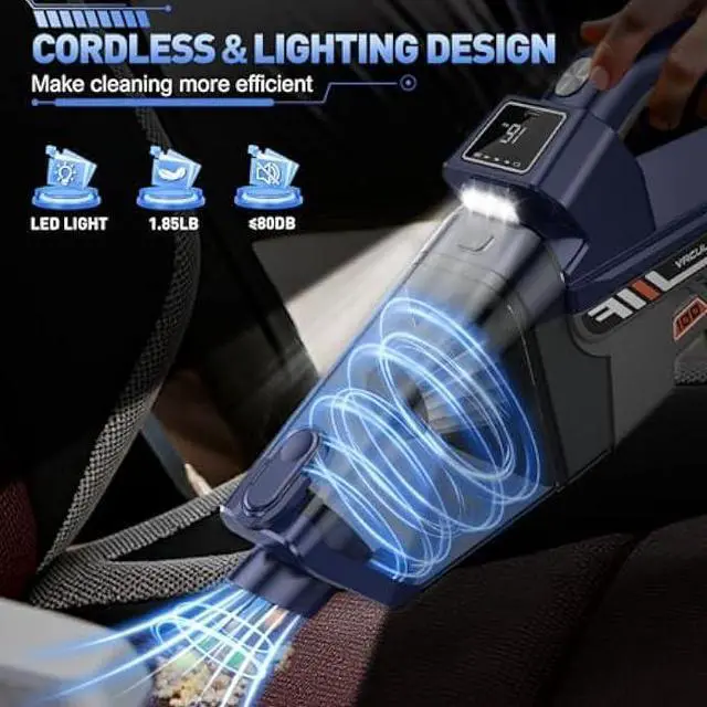 Alt view image 7 of 7 - JONYJ Handheld Vacuum Cordless, 16000PA High Power Car Vacuum Cleaner, Portable Hand Held Vacuum Cleaner with LED Light & Multi-Nozzles, Dust Buster Rechargeable for Home, Car, Office, Pets