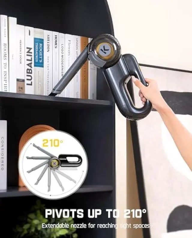 Alt view image 2 of 5 - Fanttik Fold V10 Ultra Deluxe Handheld Vacuum Cordless, 17kPa Suction Power, Charging Base, Pivot Nozzle, Up to 35 Mins Runtime, Smart LED Display, Cordless Dustbuster Vacuum for Home, Car